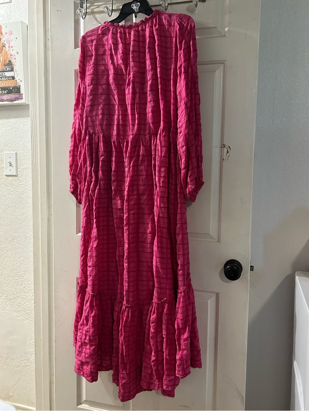 Free People Hot Pink Button-Front Tiered Maxi Dress - Picture 3 of 3